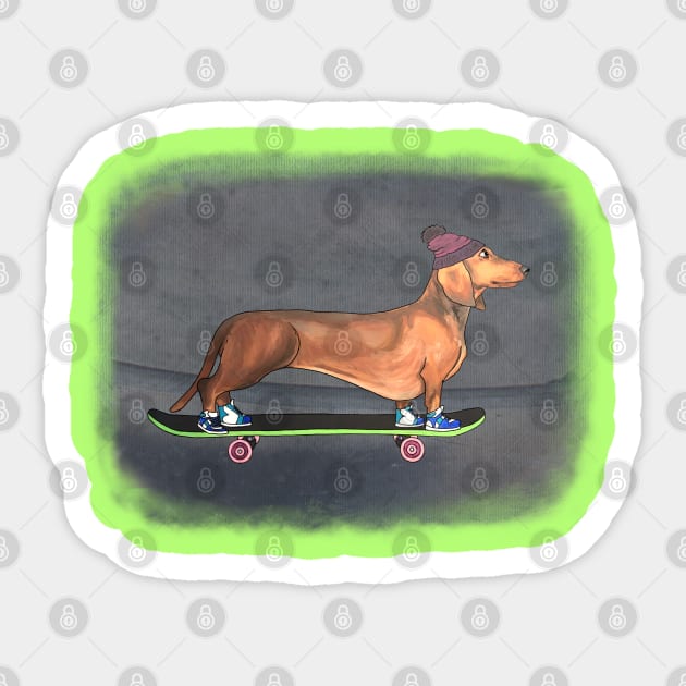 Wiener Boarder Sticker by FivePugs